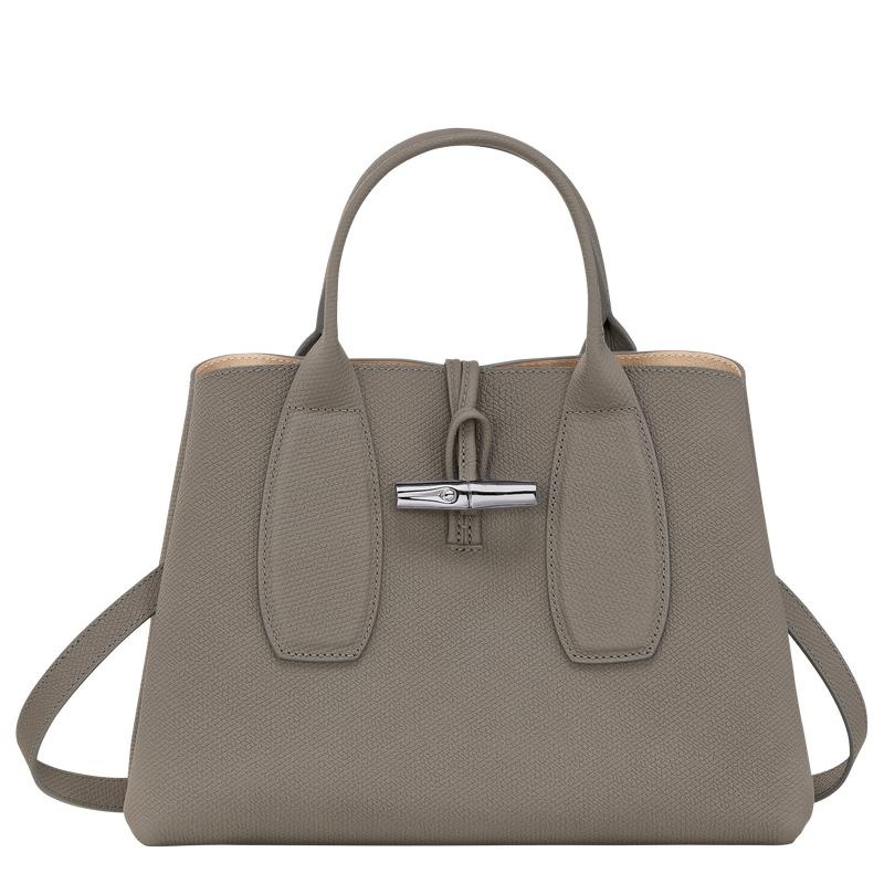 Women\'s Longchamp Roseau M Handbags Turtledove Grey | WKEHX-6074