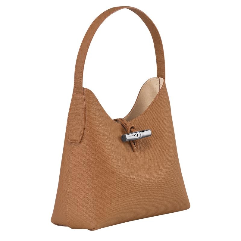 Women's Longchamp Roseau M Hobo Bags Natural Brown | LEVWI-0593