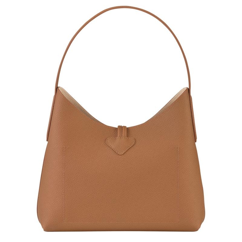 Women's Longchamp Roseau M Hobo Bags Natural Brown | LEVWI-0593