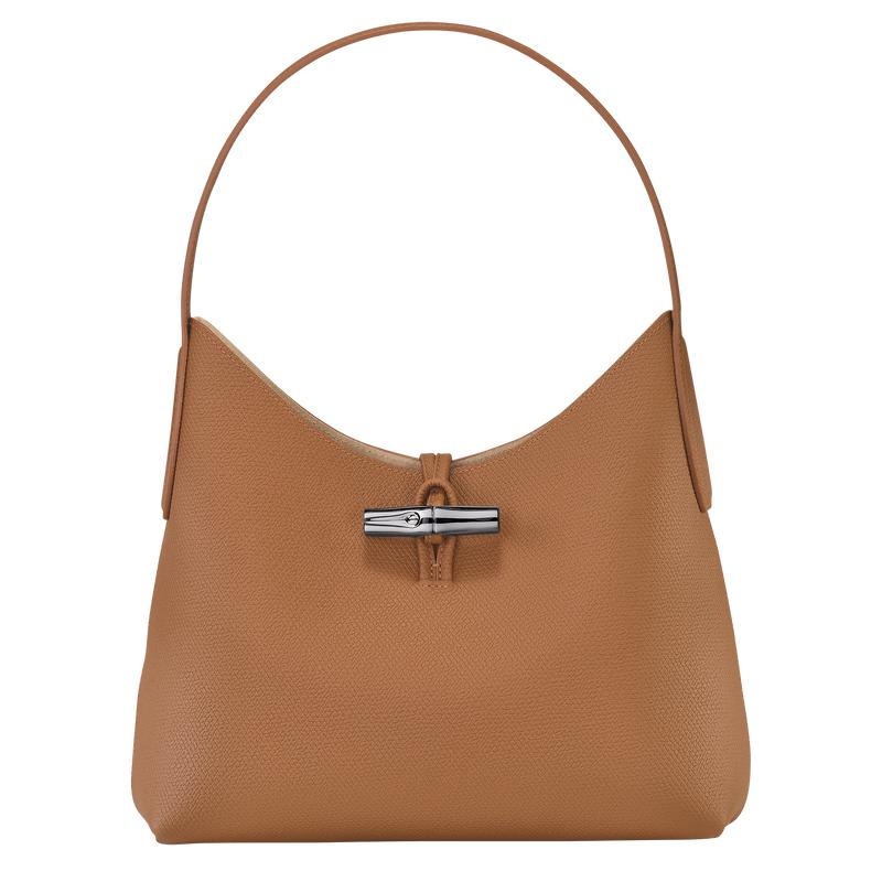 Women\'s Longchamp Roseau M Hobo Bags Natural Brown | LEVWI-0593