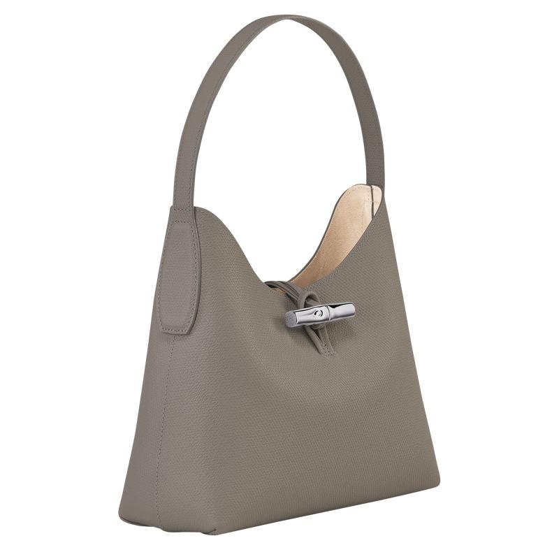 Women's Longchamp Roseau M Hobo Bags Turtledove Grey | WCJRI-0258