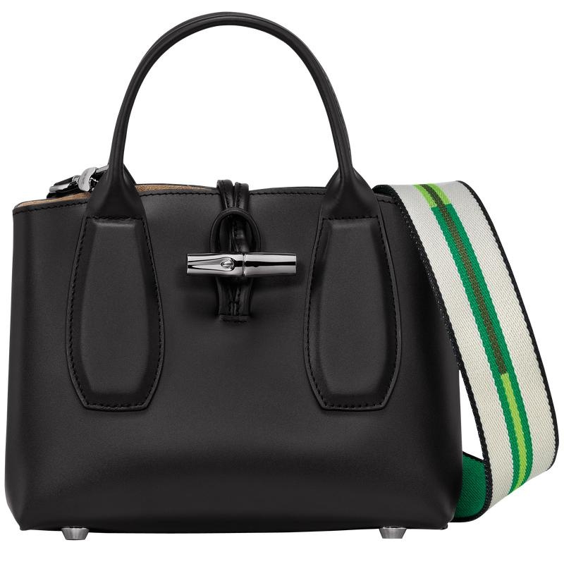 Women\'s Longchamp Roseau S Handbags Black | VKCJO-2564