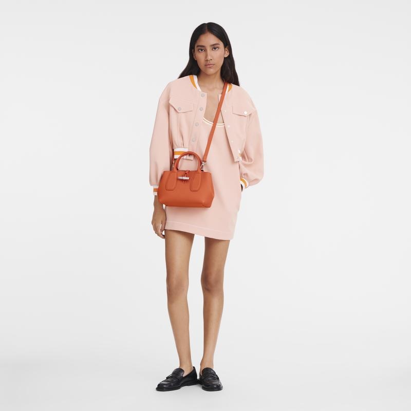 Women's Longchamp Roseau S Handbags Orange | GLQIS-8905