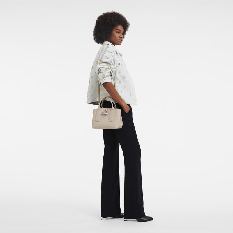 Women's Longchamp Roseau S Handbags Paper White | AIGCY-5096