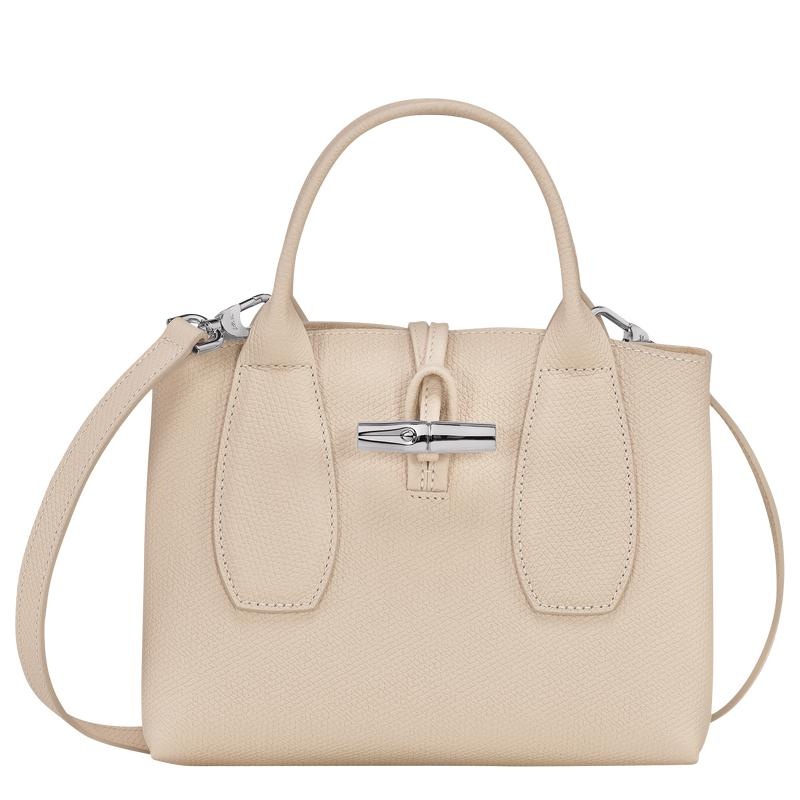 Women\'s Longchamp Roseau S Handbags Paper White | AIGCY-5096