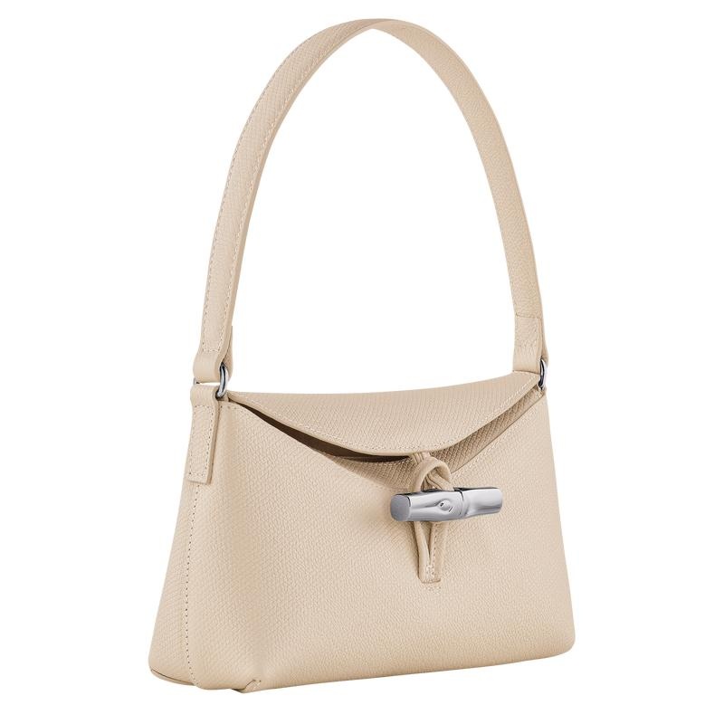 Women's Longchamp Roseau S Hobo Bags Paper White | HSQBR-9735