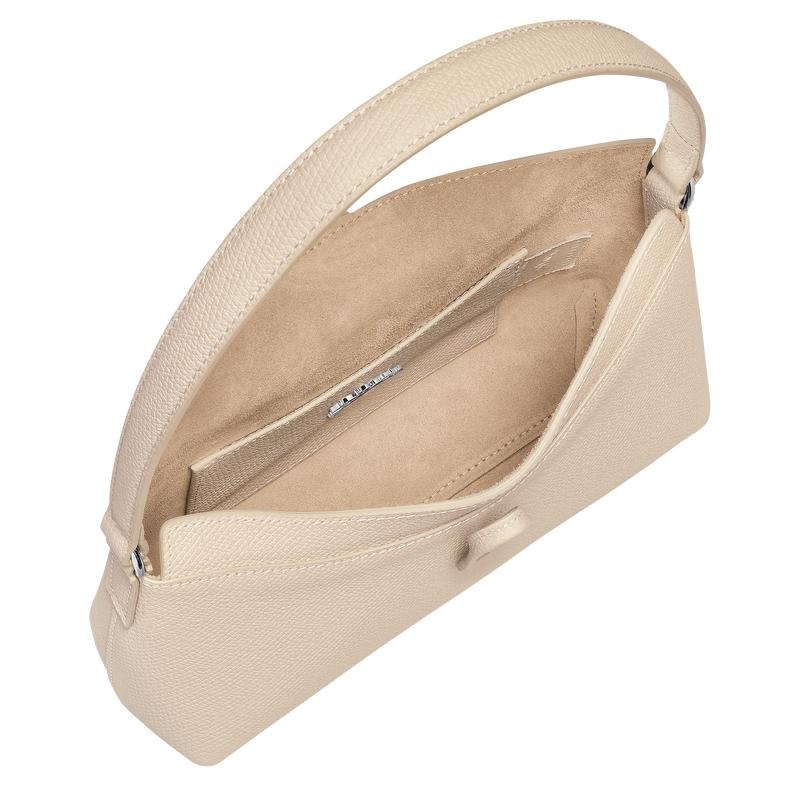 Women's Longchamp Roseau S Hobo Bags Paper White | HSQBR-9735