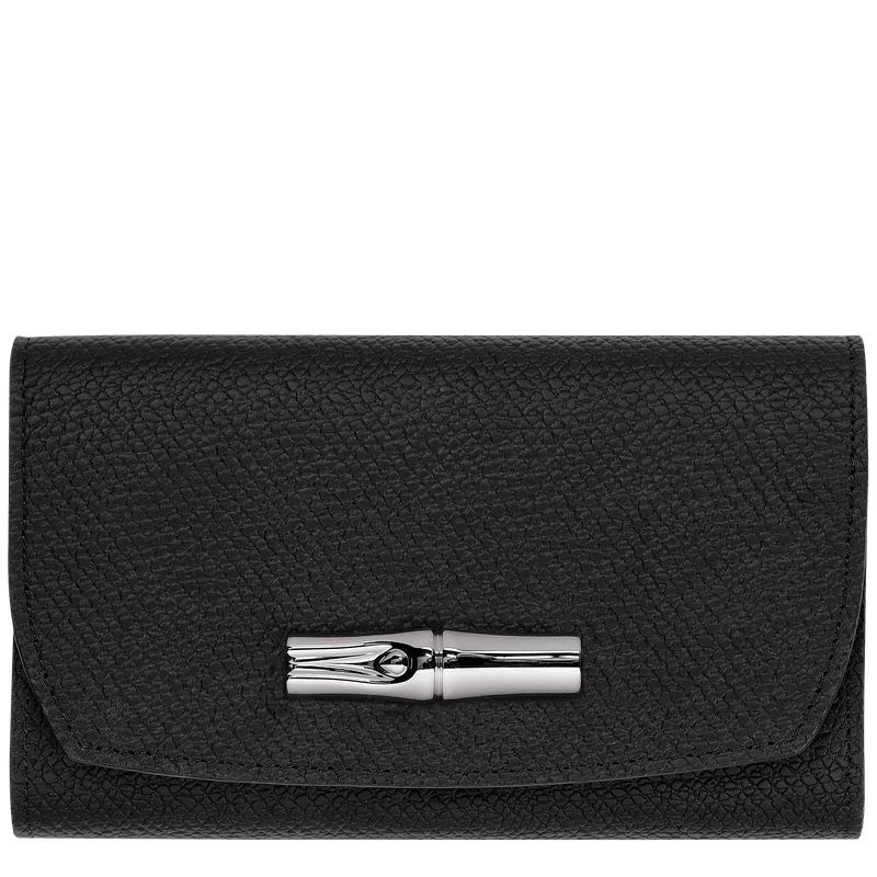 Women\'s Longchamp Roseau Wallets Black | RVSLA-5043