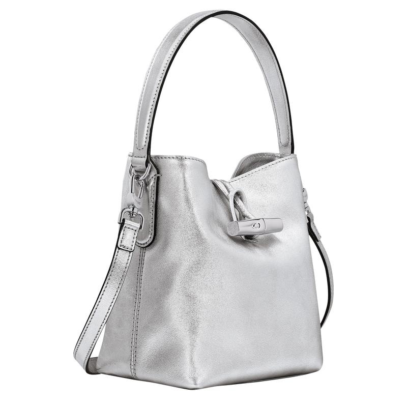 Women's Longchamp Roseau XS Bucket Bag Silver | QKAUH-0467