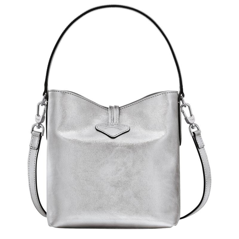 Women's Longchamp Roseau XS Bucket Bag Silver | QKAUH-0467