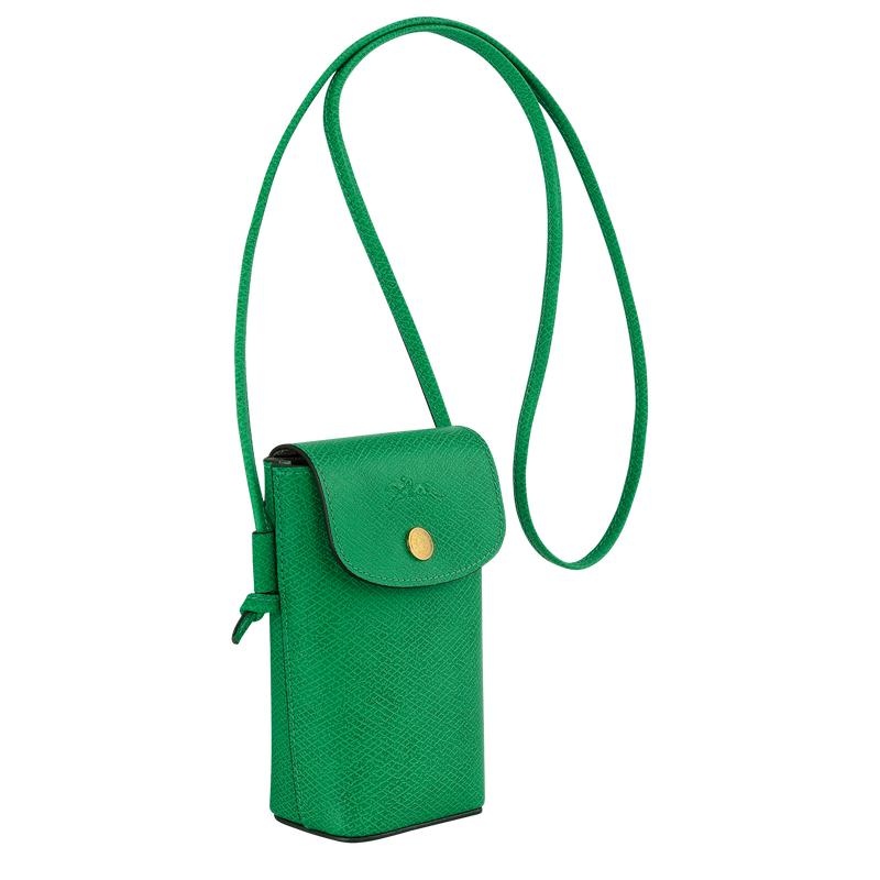 Women's Longchamp Épure with leather lace Phone Case Green | AIVRX-0671