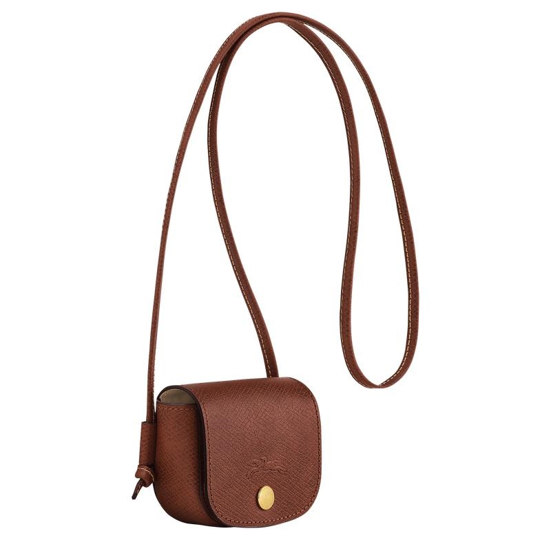 Women's Longchamp Épure with leather lace Coin Purses Brown | VBXZF-4120