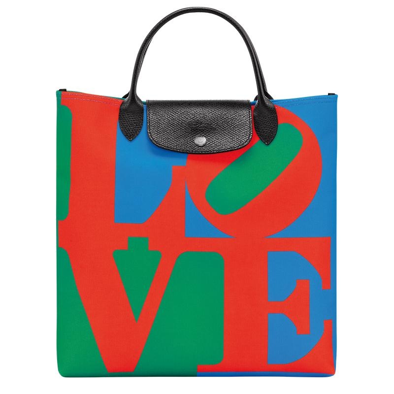 Women\'s Longchamp x Robert Indiana L Handbags Red/Navy | HOQSP-2809