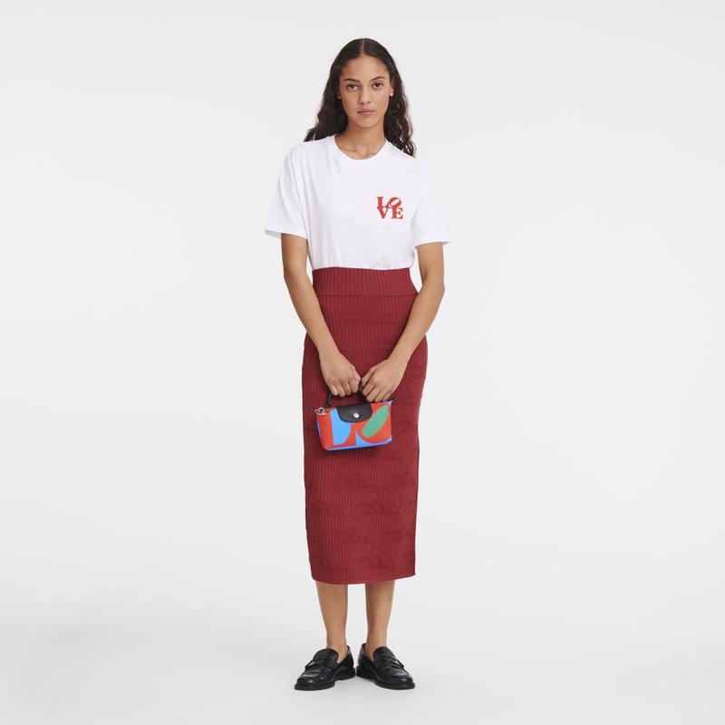 Women's Longchamp x Robert Indiana Pouches Red/Navy | RCAWX-8310