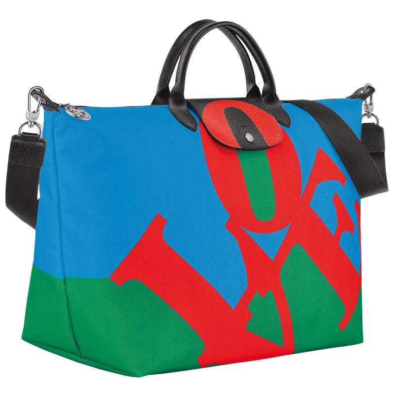 Women's Longchamp x Robert Indiana Travel Bags Red/Navy | YLTKA-8736