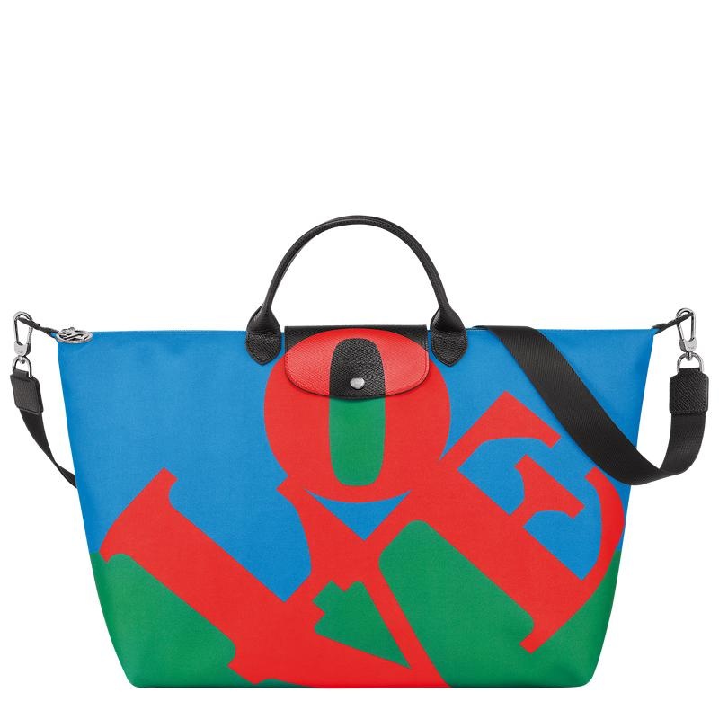 Women\'s Longchamp x Robert Indiana Travel Bags Red/Navy | YLTKA-8736